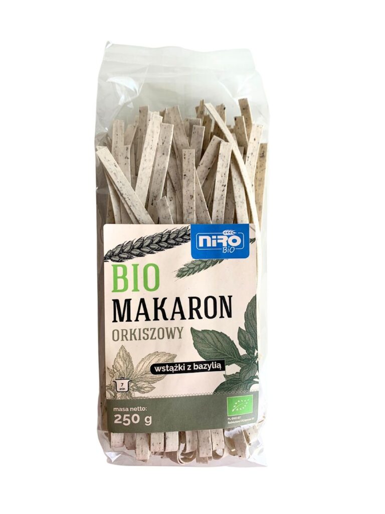 MAKARON (ORKISZOWY Z BAZYLIĄ) WSTĄŻKI BIO 250 g – NIRO