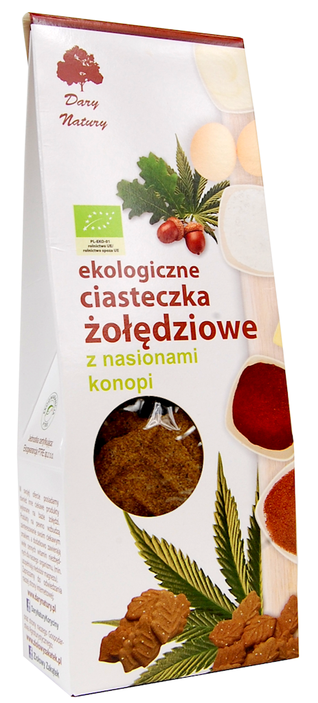 CIASTKA ŻOŁĘDZIOWE Z NASIONAMI KONOPI BIO 100 g – DARY NATURY
