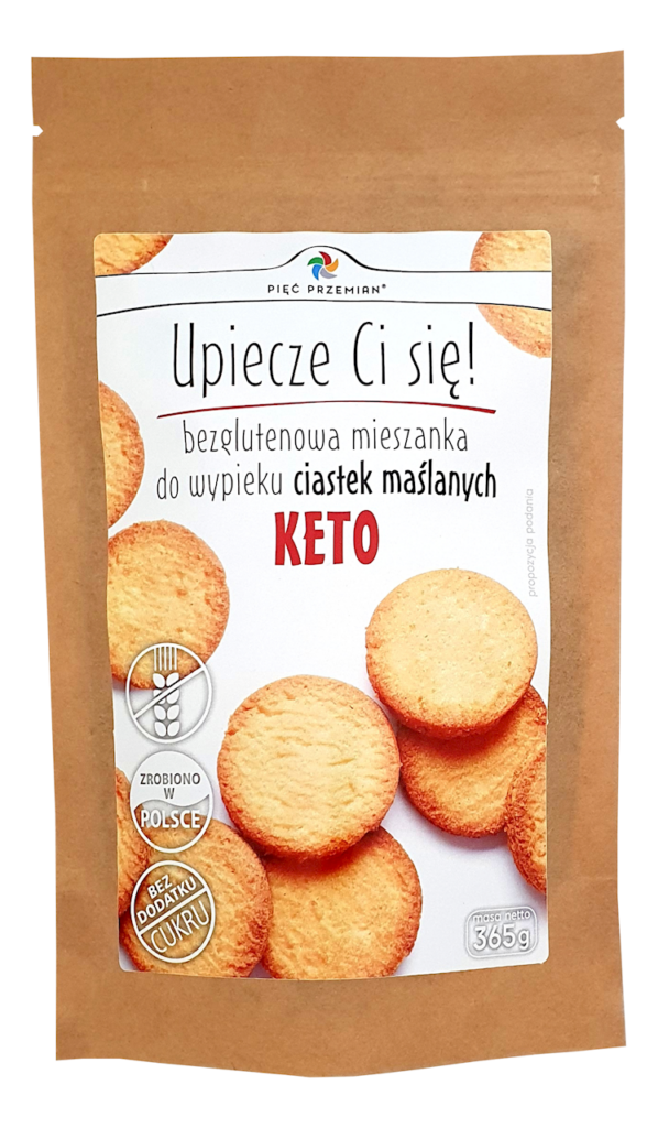 MIESZANKA DO WYPIEKU CIASTEK MAŚLANYCH BEZ DODATKU CUKRÓW BEZGLUTENOWA KETO 365 g – PIĘĆ PRZEMIAN