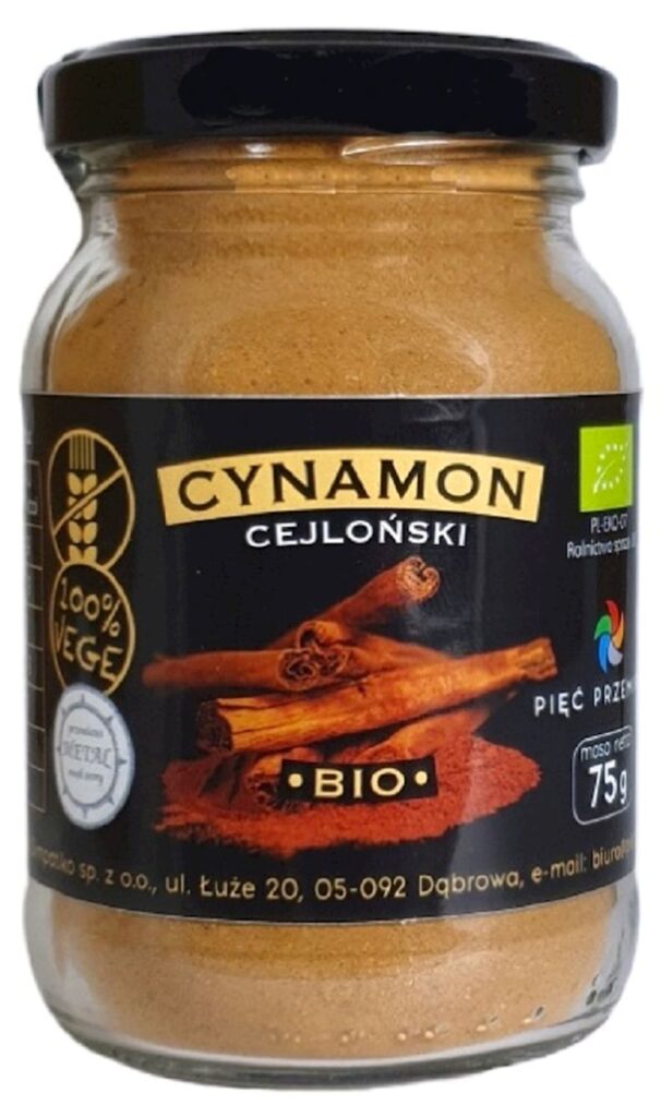 CYNAMON CEJLOŃSKI MIELONY BEZGLUTENOWY BIO 75 g – PIĘĆ PRZEMIAN