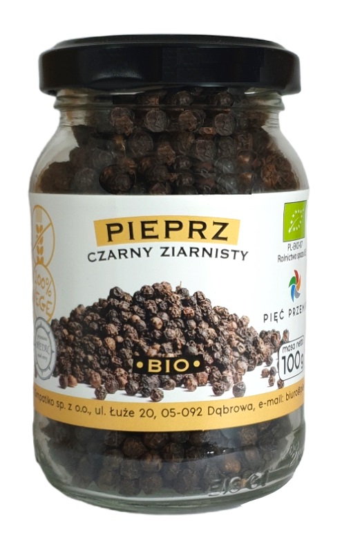 PIEPRZ CZARNY ZIARNISTY BEZGLUTENOWY BIO 100 g – PIĘĆ PRZEMIAN