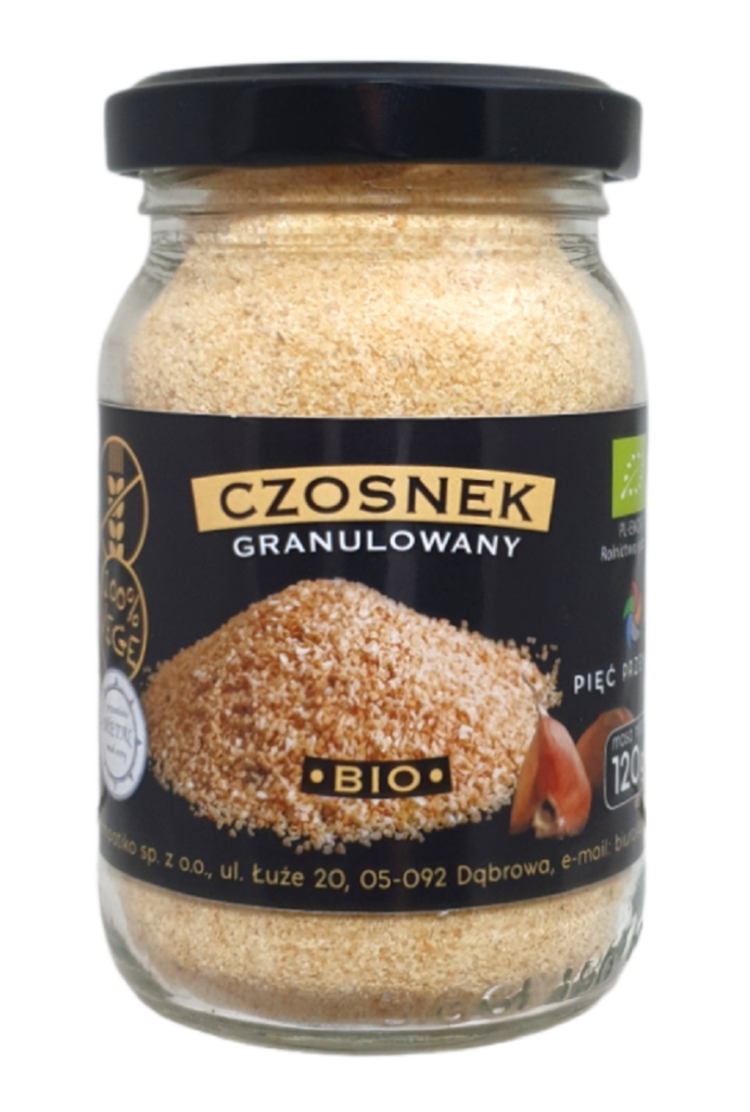 CZOSNEK GRANULOWANY BEZGLUTENOWY BIO 120 g – PIĘĆ PRZEMIAN