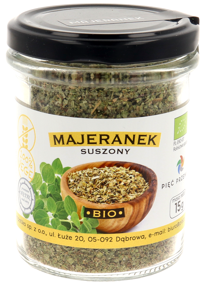 MAJERANEK SUSZONY BEZGLUTENOWY BIO 15 g – PIĘĆ PRZEMIAN
