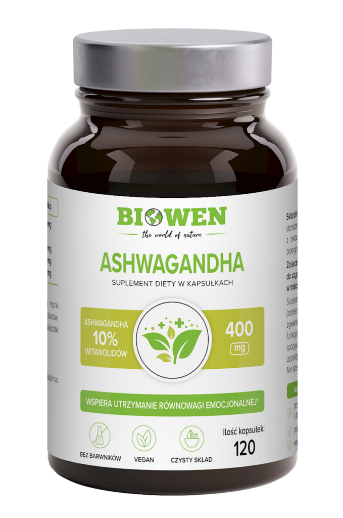 ASHWAGANDHA EKSTRAKT (400 mg) 120 KAPSUŁEK – BIOWEN