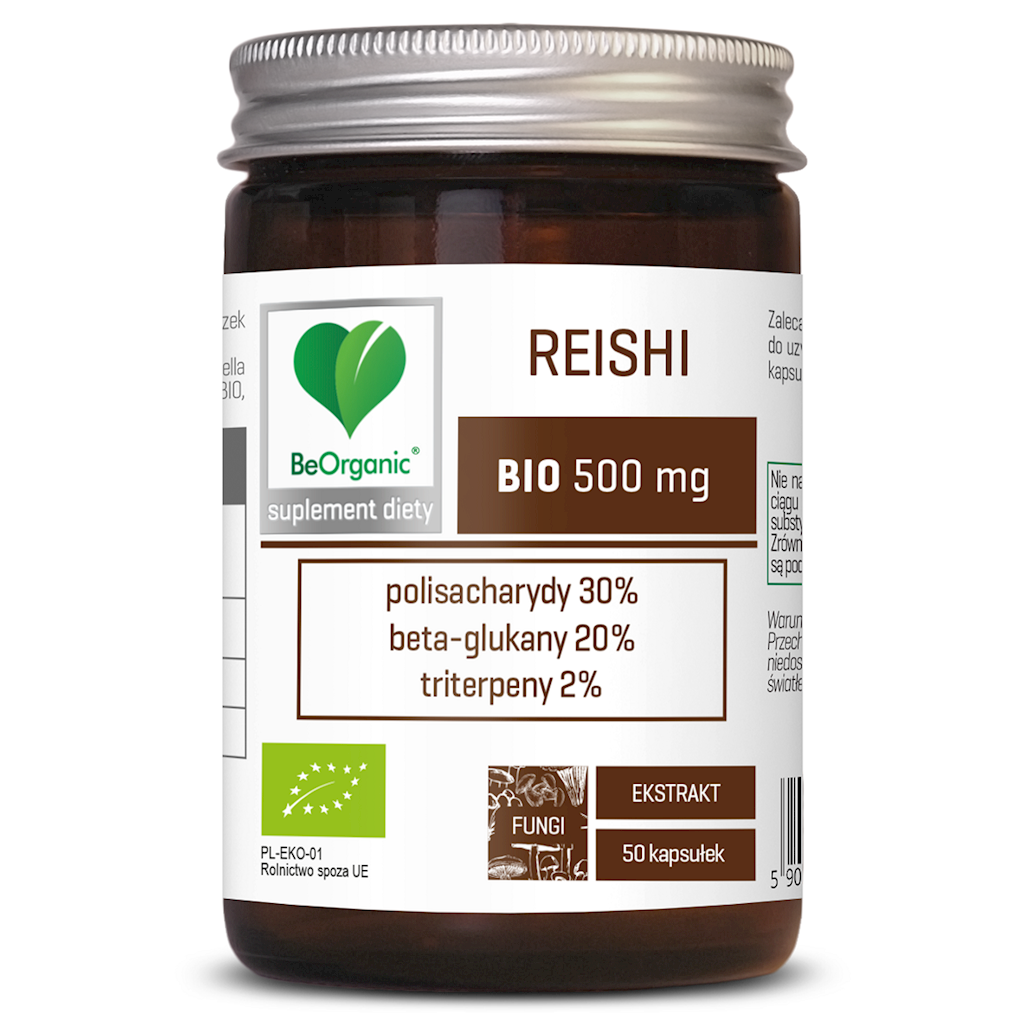 GRZYBY REISHI EKSTRAKT BIO (500 mg) 50 KAPSUŁEK – BE ORGANIC