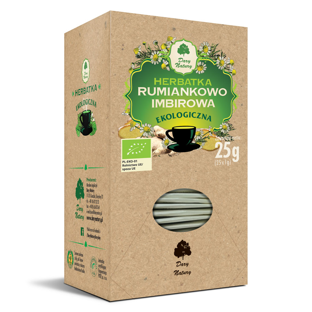 HERBATKA RUMIANKOWO – IMBIROWA BIO (25 x 1 g) 25 g – DARY NATURY
