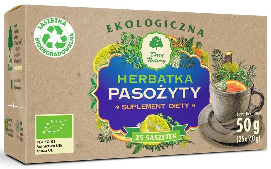 HERBATKA PRZECIW PASOŻYTOM BIO (25 x 2 g) 50 g – DARY NATURY
