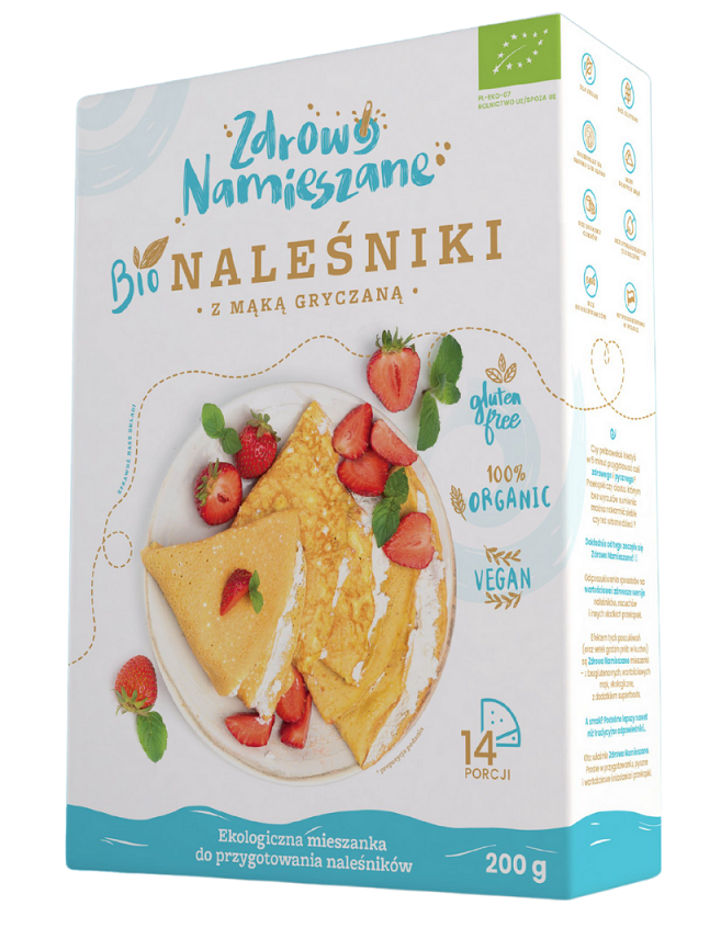 MIESZANKA NA NALEŚNIKI Z MĄKĄ GRYCZANĄ BEZGLUTENOWA BIO 200 g – ZDROWO NAMIESZANE