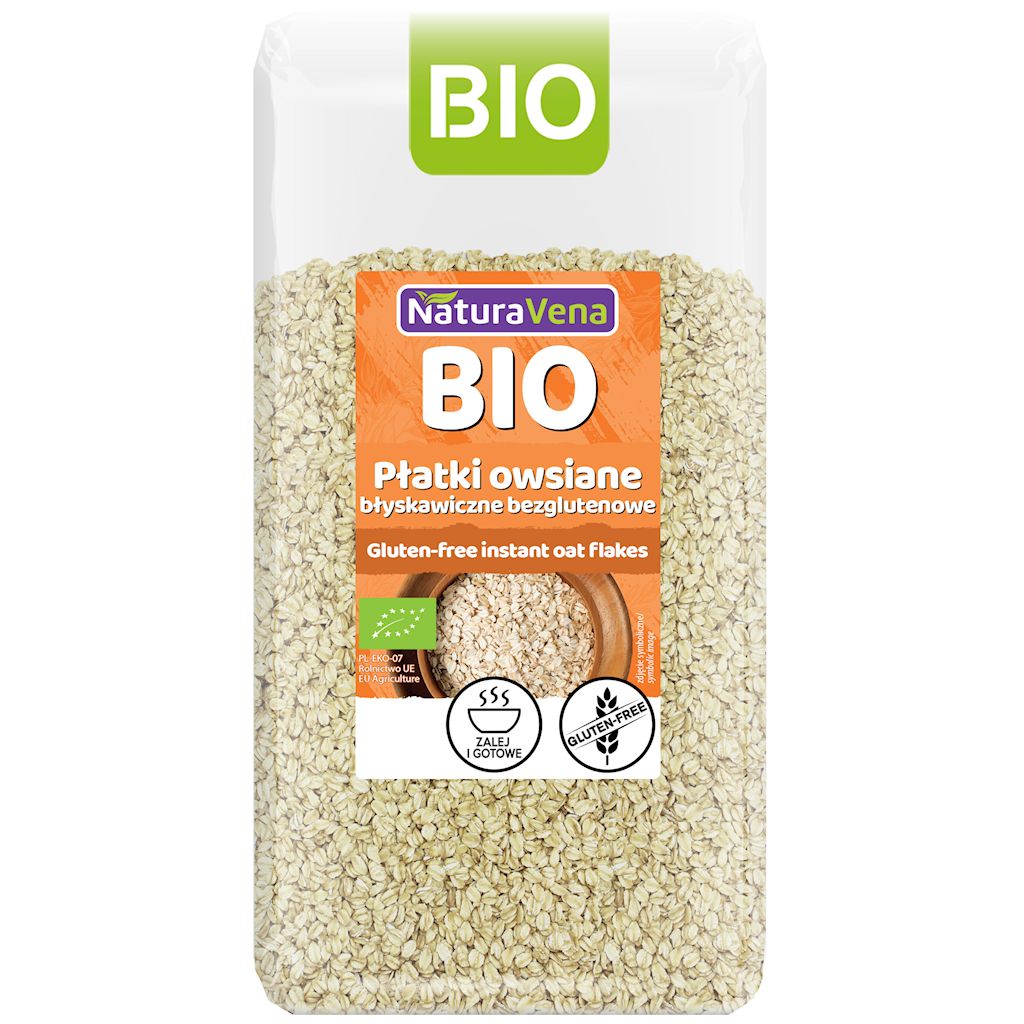 PŁATKI OWSIANE BŁYSKAWICZNE BEZGLUTENOWE BIO 300 g – NATURAVENA