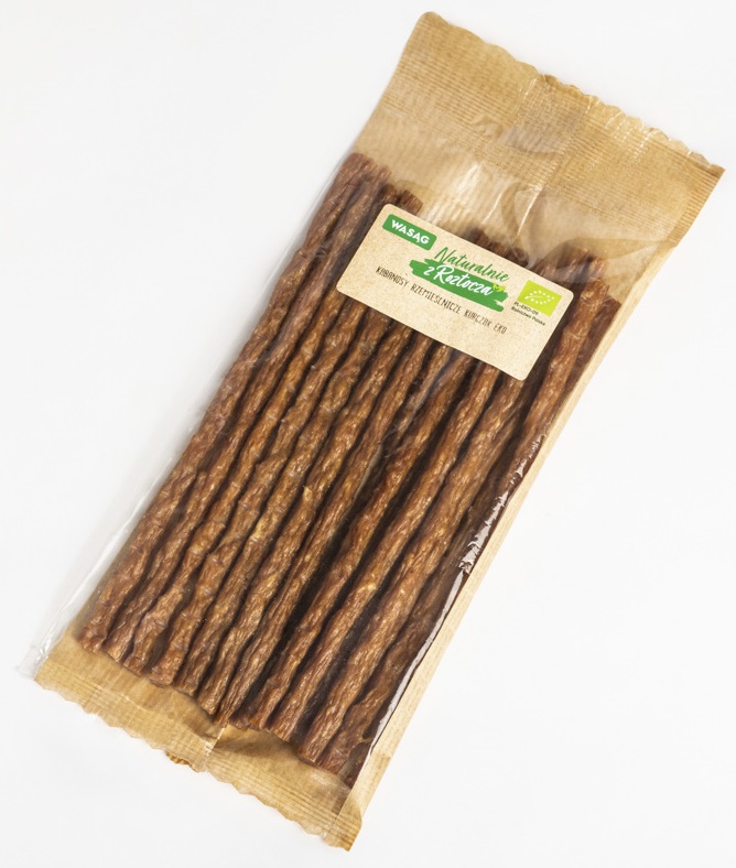 KABANOSY RZEMIEŚLNICZE Z KURCZAKA BIO 90 g – WASĄG (Z PÓŁKI)