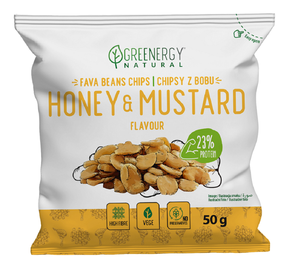 BÓB PRAŻONY O SMAKU MIODU I MUSZTARDY 50 g – GREENERGY
