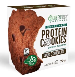 CIASTKA PROTEINOWE PODWÓJNIE CZEKOLADOWE BEZ CUKRU (2 x 35 g) 70 g - GREENERGY