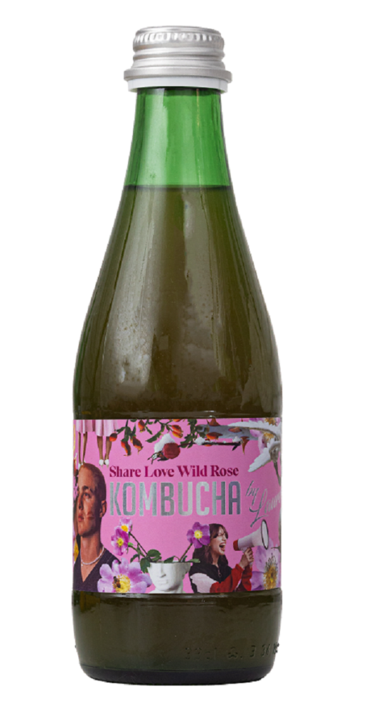 KOMBUCHA Z SOKIEM Z DZIKIEJ RÓŻY (SHARE LOVE WILD ROSE) BIO 330 ml – KOMBUCHA BY LAURENT (PRODUKT SEZONOWY)