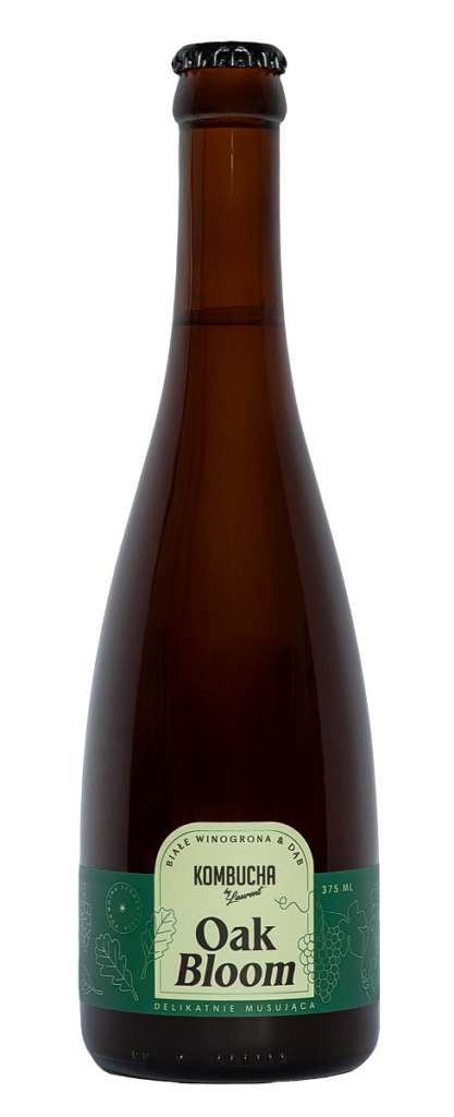 KOMBUCHA OAK BLOOM NA PŁATKACH DĘBU O SMAKU BIAŁYCH WINOGRON BIO 375 ml – KOMBUCHA BY LAURENT
