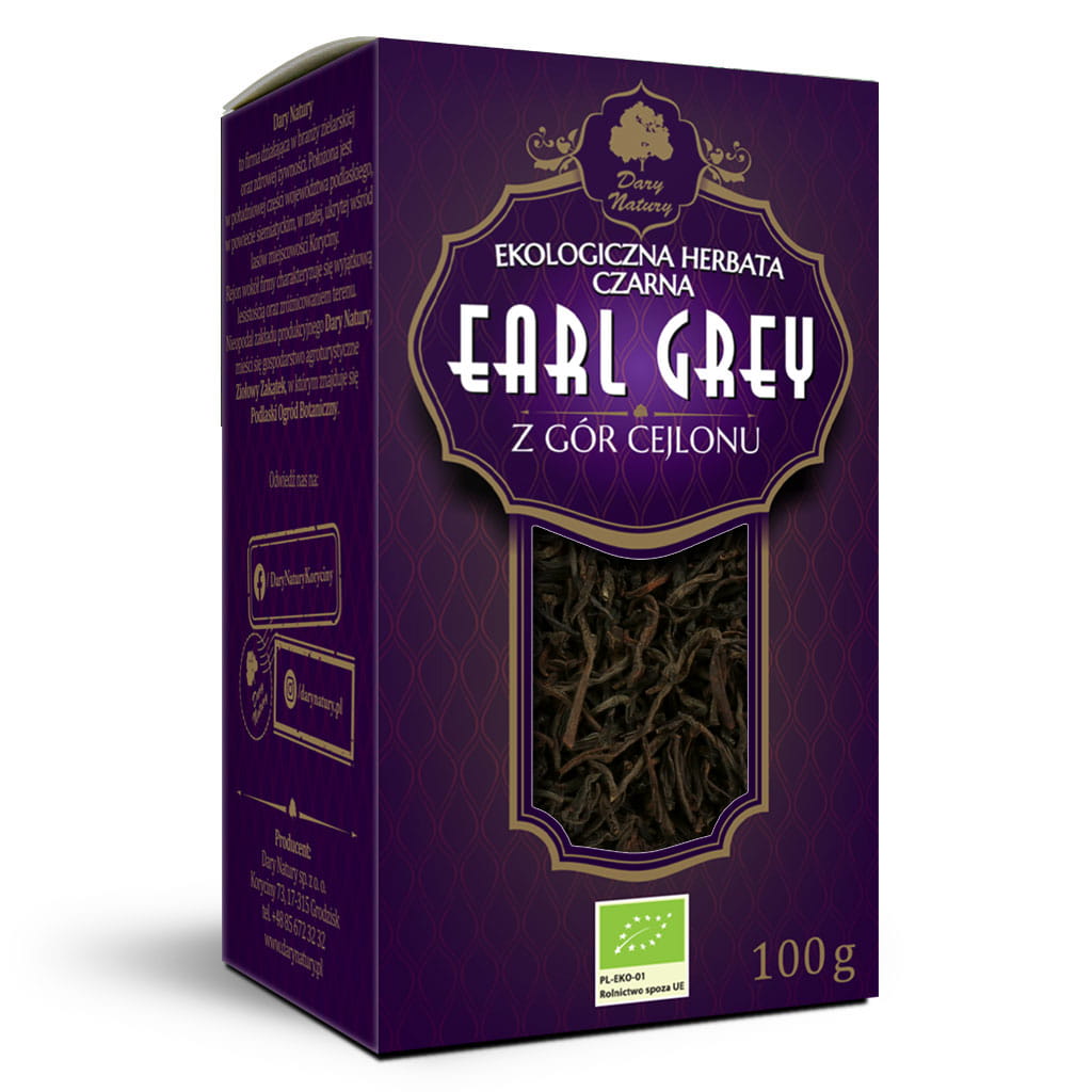 HERBATA CZARNA LIŚCIASTA EARL GREY BIO 100 g – DARY NATURY