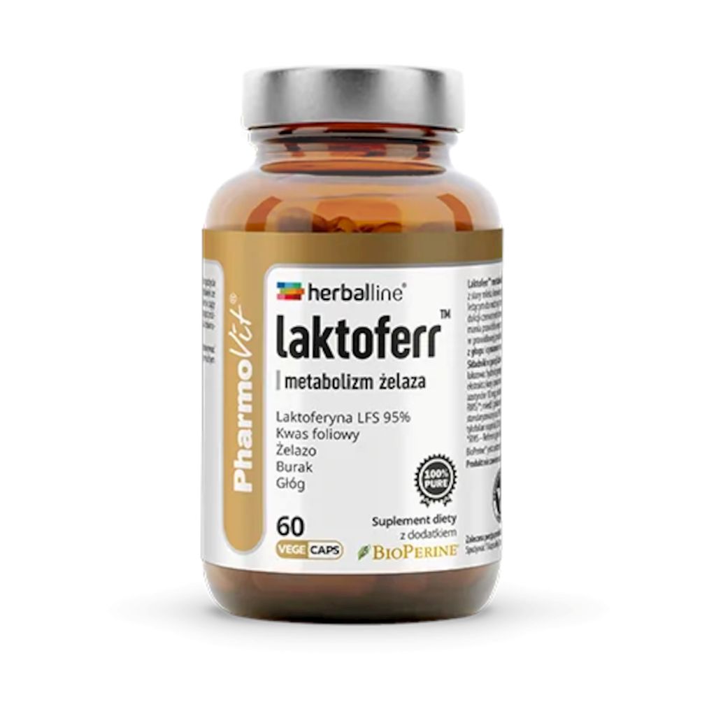 KAPSUŁKI NA METABOLIZM ŻELAZA (LAKTOFERR) BEZGLUTENOWE 60 szt. – PHARMOVIT (HERBALLINE)