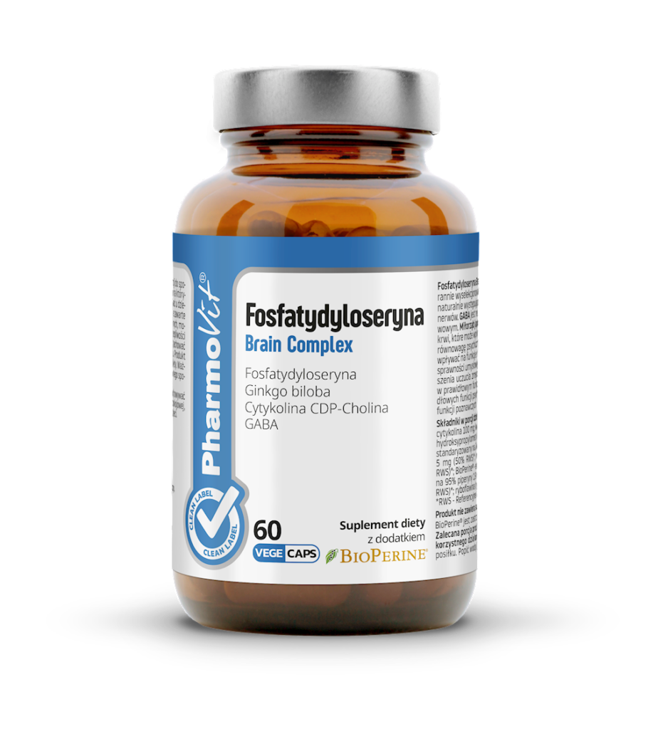 FOSFATYDYLOSERYNA BRAIN COMPLEX BEZGLUTENOWA 60 KAPSUŁEK – PHARMOVIT (CLEAN LABEL)