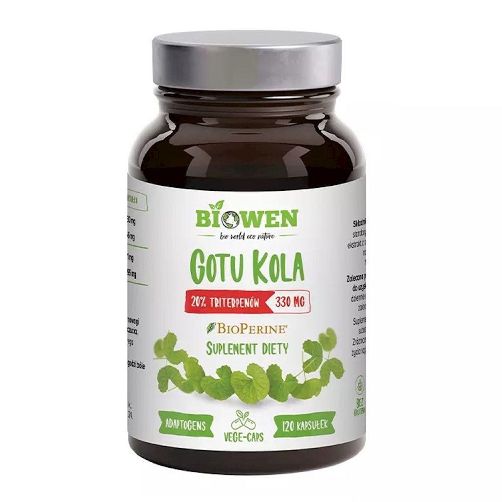 GOTU KOLA EKSTRAKT (330 mg) BEZGLUTENOWY 120 KAPSUŁEK – BIOWEN