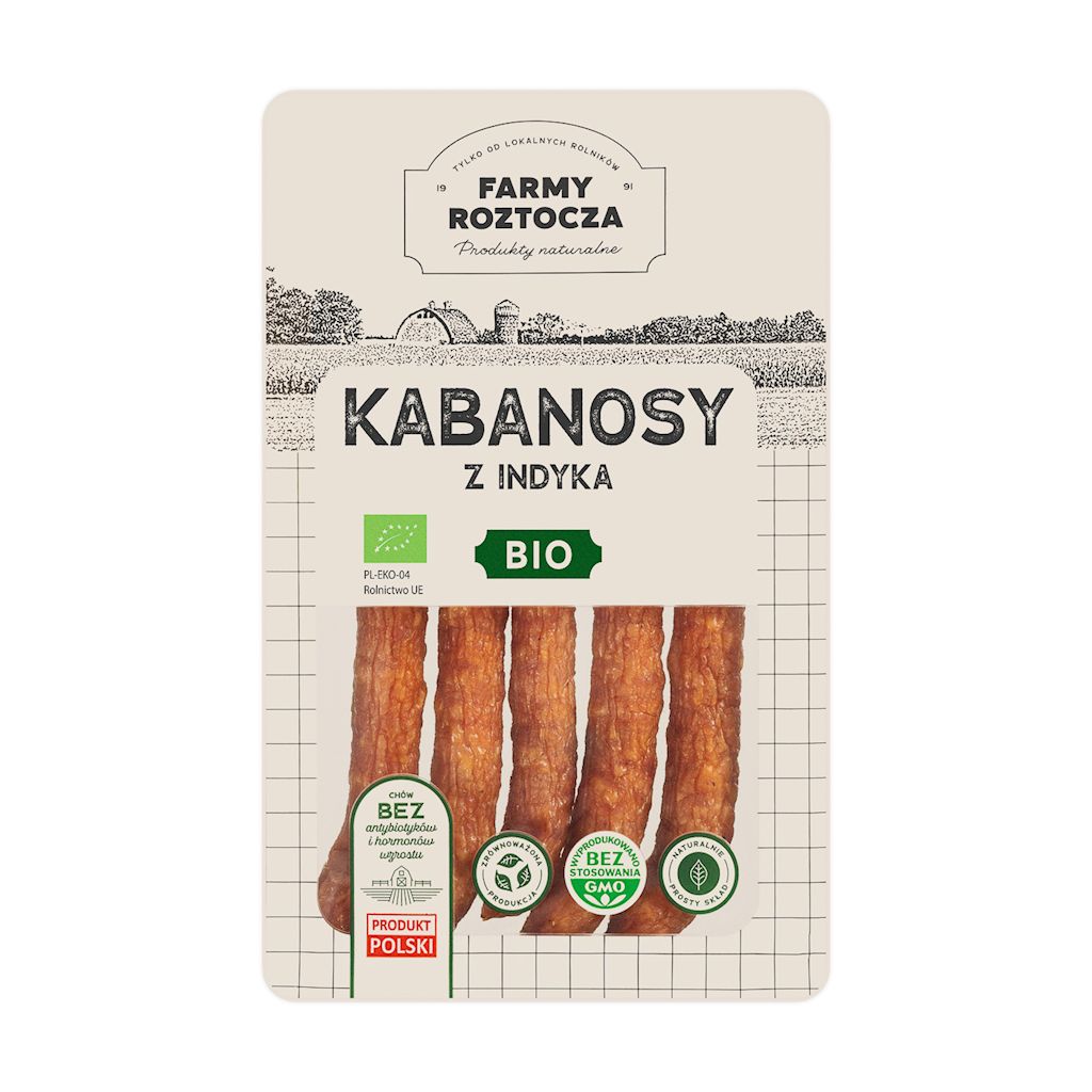 KABANOSY Z INDYKA BIO 150 g – FARMY  ROZTOCZA (NA ZAMÓWIENIE)