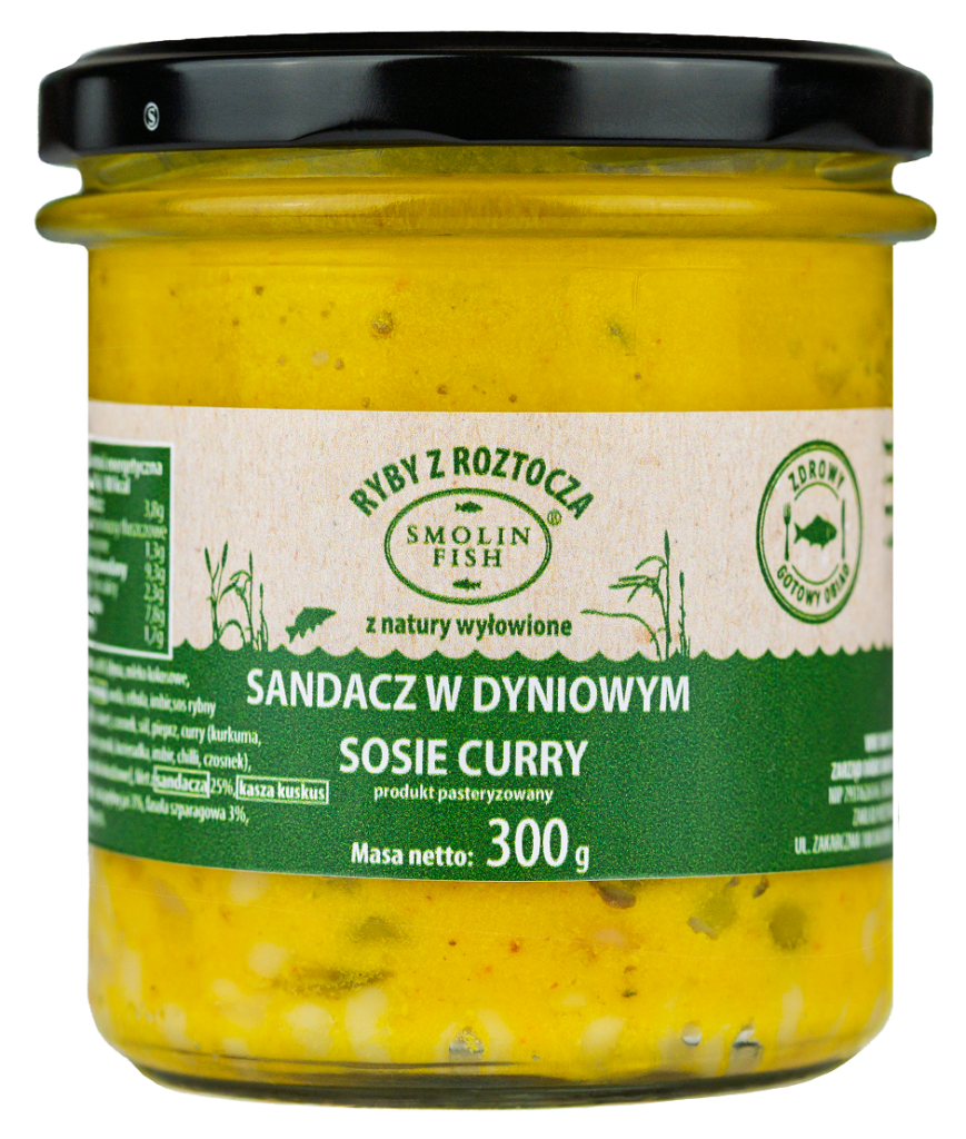 SANDACZ W DYNIOWYM SOSIE CURRY 300 g – SMOLIN FISH (NA ZAMÓWIENIE)