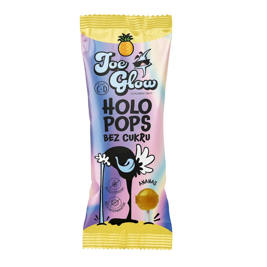 LIZAK KULKA KRYSZTAŁOWA O SMAKU ANANASOWYM Z WITAMINĄ D I C BEZ CUKRU BEZGLUTENOWY 8 g – JOE GLOW