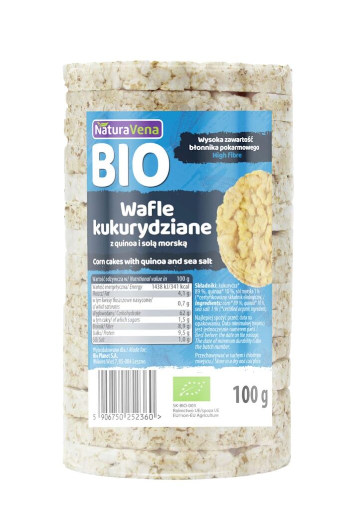 WAFLE KUKURYDZIANE Z QUINOA I SOLĄ MORSKĄ BIO 100 g – NATURAVENA