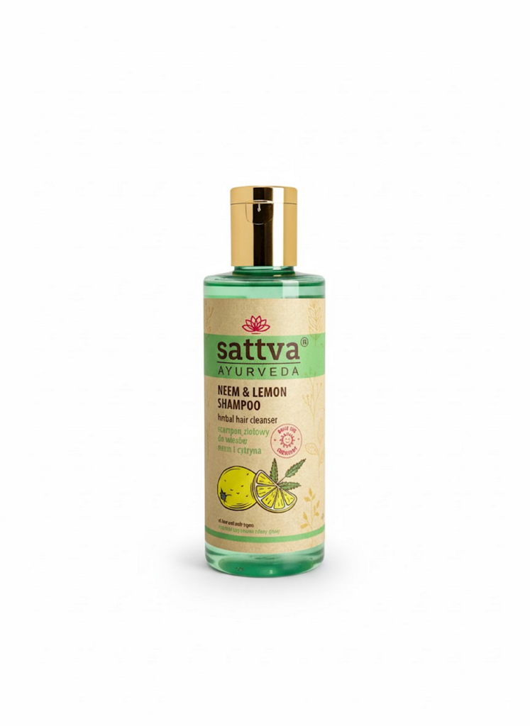 SZAMPON ZIOŁOWY DO WŁOSÓW NEEM I CYTRYNA 210 ml – SATTVA (AYURVEDA)