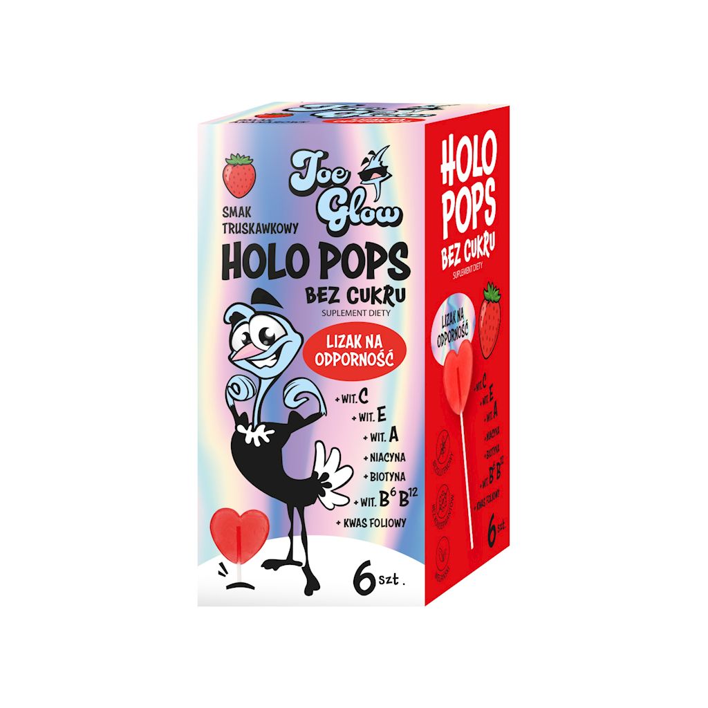 LIZAK SERCE KRYSZTAŁOWE O SMAKU TRUSKAWKOWYM NA ODPORNOŚĆ BEZ CUKRU BEZGLUTENOWY (6 szt.) 36 g – JOE GLOW