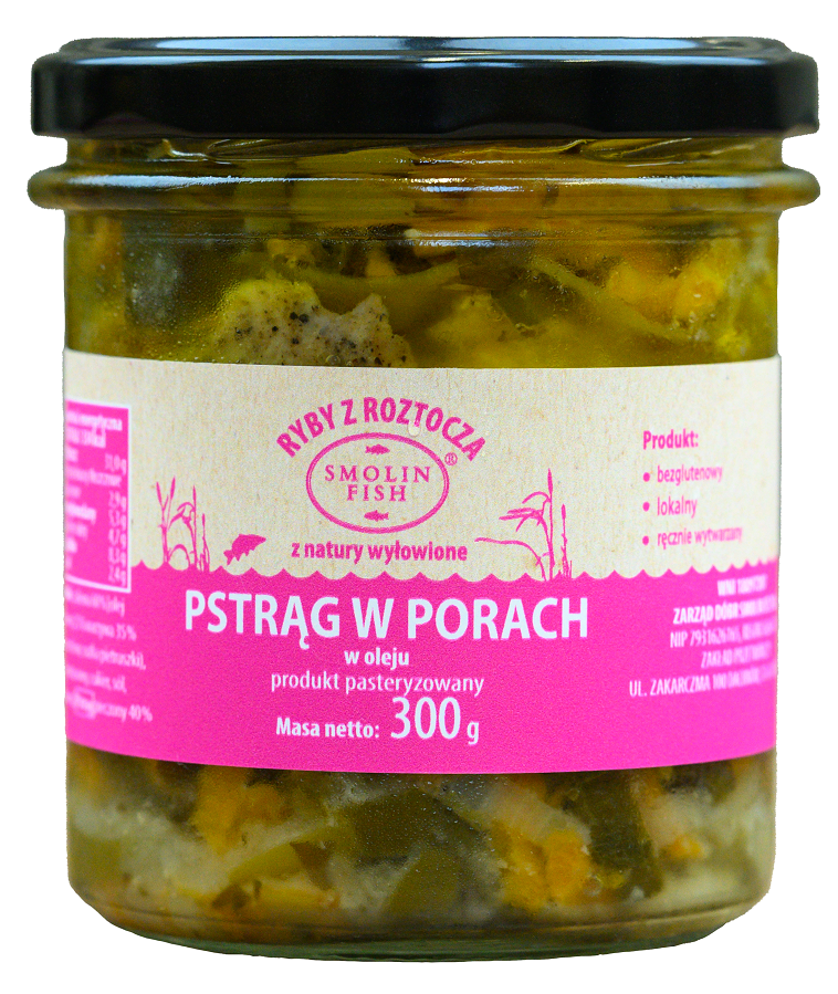 PSTRĄG W PORACH BEZGLUTENOWY 300 g – SMOLIN FISH (NA ZAMÓWIENIE)