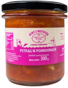 PSTRĄG W POMIDORACH BEZGLUTENOWY 300 g - SMOLIN FISH (NA ZAMÓWIENIE)