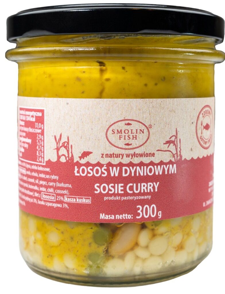 ŁOSOŚ W DYNIOWYM SOSIE CURRY 300 g – SMOLIN FISH (NA ZAMÓWIENIE)