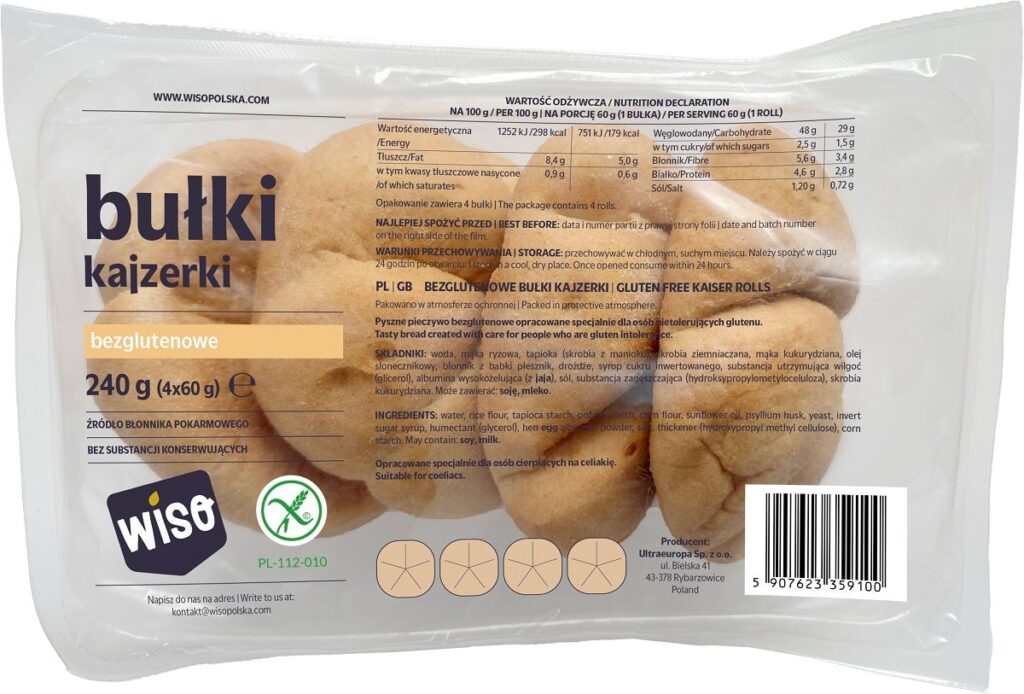 BUŁKI KAJZERKI BEZGLUTENOWE (4 szt.) 240 g – WISO