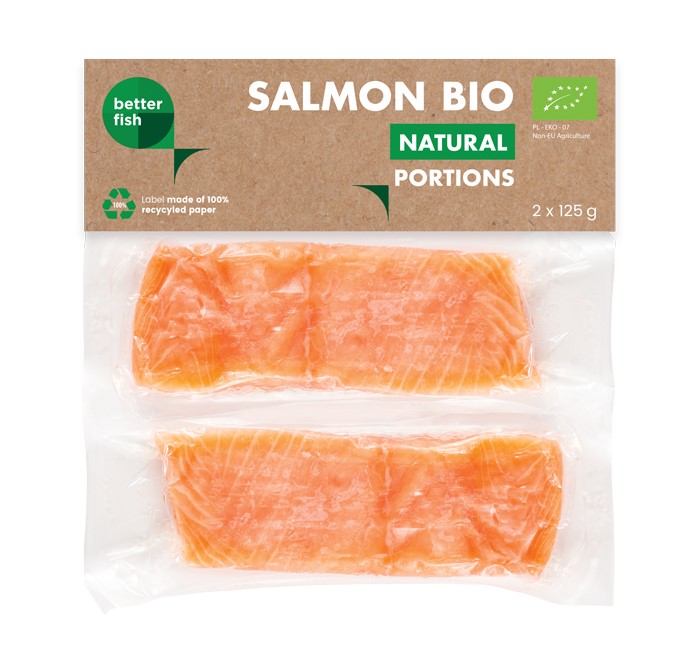 ŁOSOŚ ATLANTYCKI ZE SKÓRĄ MROŻONY PORCJE BIO (2 x 125 g) 250 g – BETTER FISH