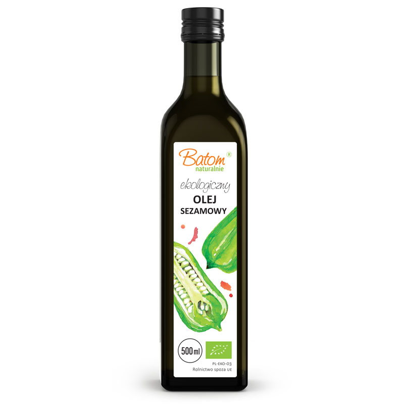 OLEJ SEZAMOWY TŁOCZONY NA ZIMNO BIO 500 ml – BATOM