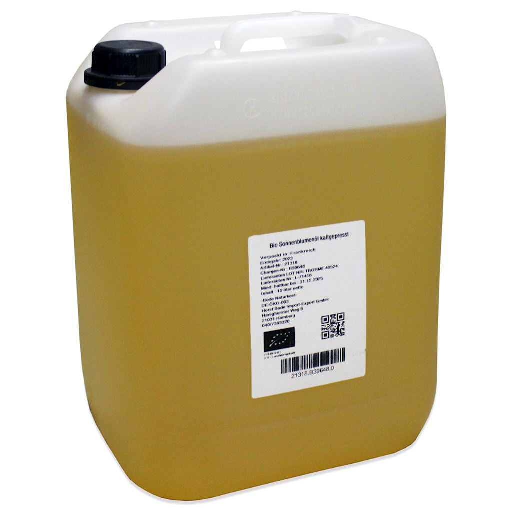 OLEJ SŁONECZNIKOWY TŁOCZONY NA ZIMNO BIO 10 L – HORECA