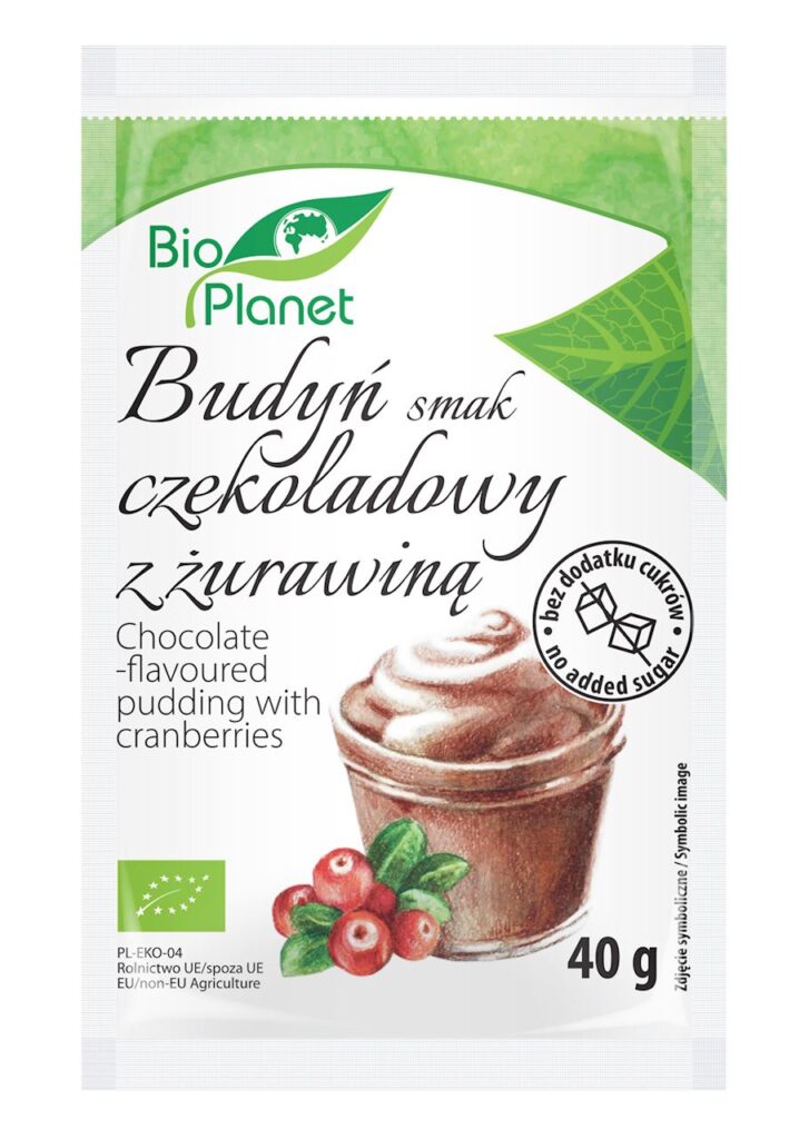 BUDYŃ O SMAKU CZEKOLADOWYM Z ŻURAWINĄ BIO 40 g – BIO PLANET