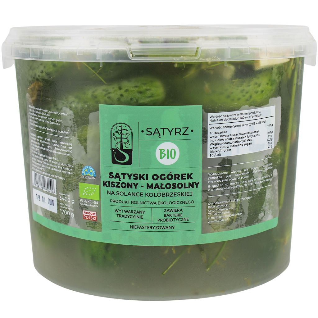 OGÓRKI MAŁOSOLNE SĄTYSKIE BIO 3,4 kg (1,7 kg) (WIADERKO) – SĄTYRZ