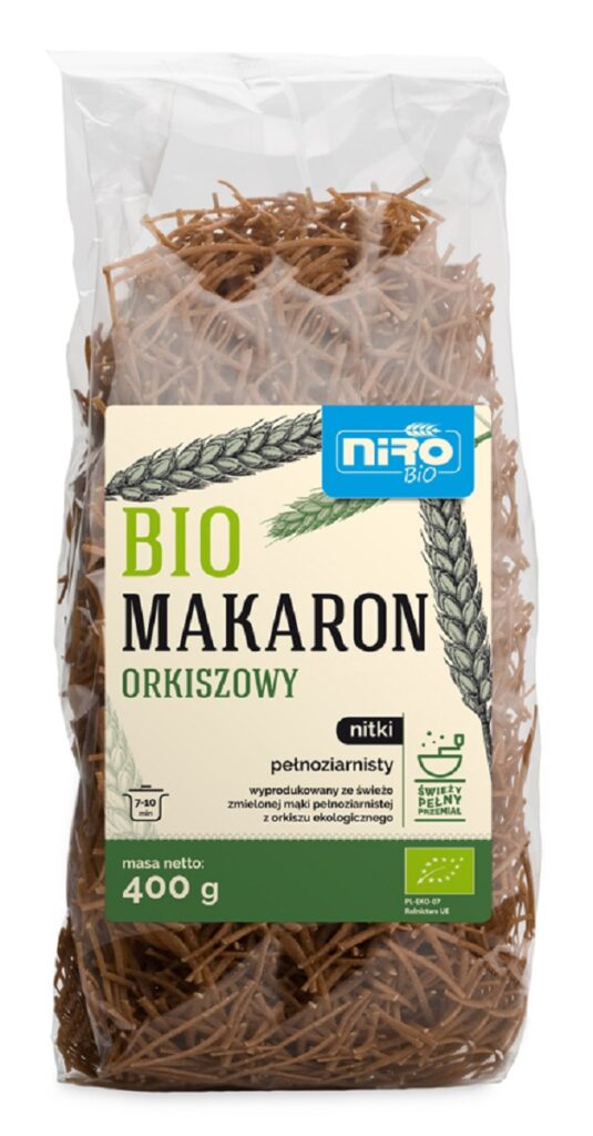 MAKARON (ORKISZOWY RAZOWY) NITKI BIO 400 g – NIRO