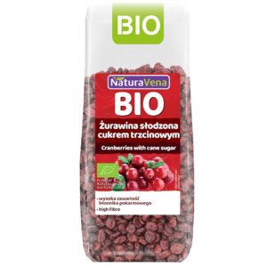 ŻURAWINA SŁODZONA CUKREM TRZCINOWYM BIO 100 g - NATURAVENA