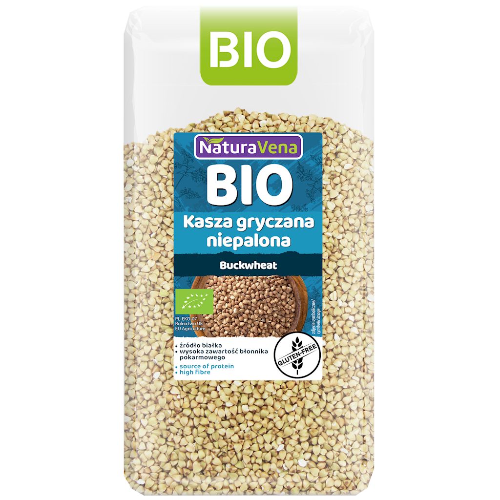KASZA GRYCZANA NIEPALONA BEZGLUTENOWA BIO 500 g – NATURAVENA