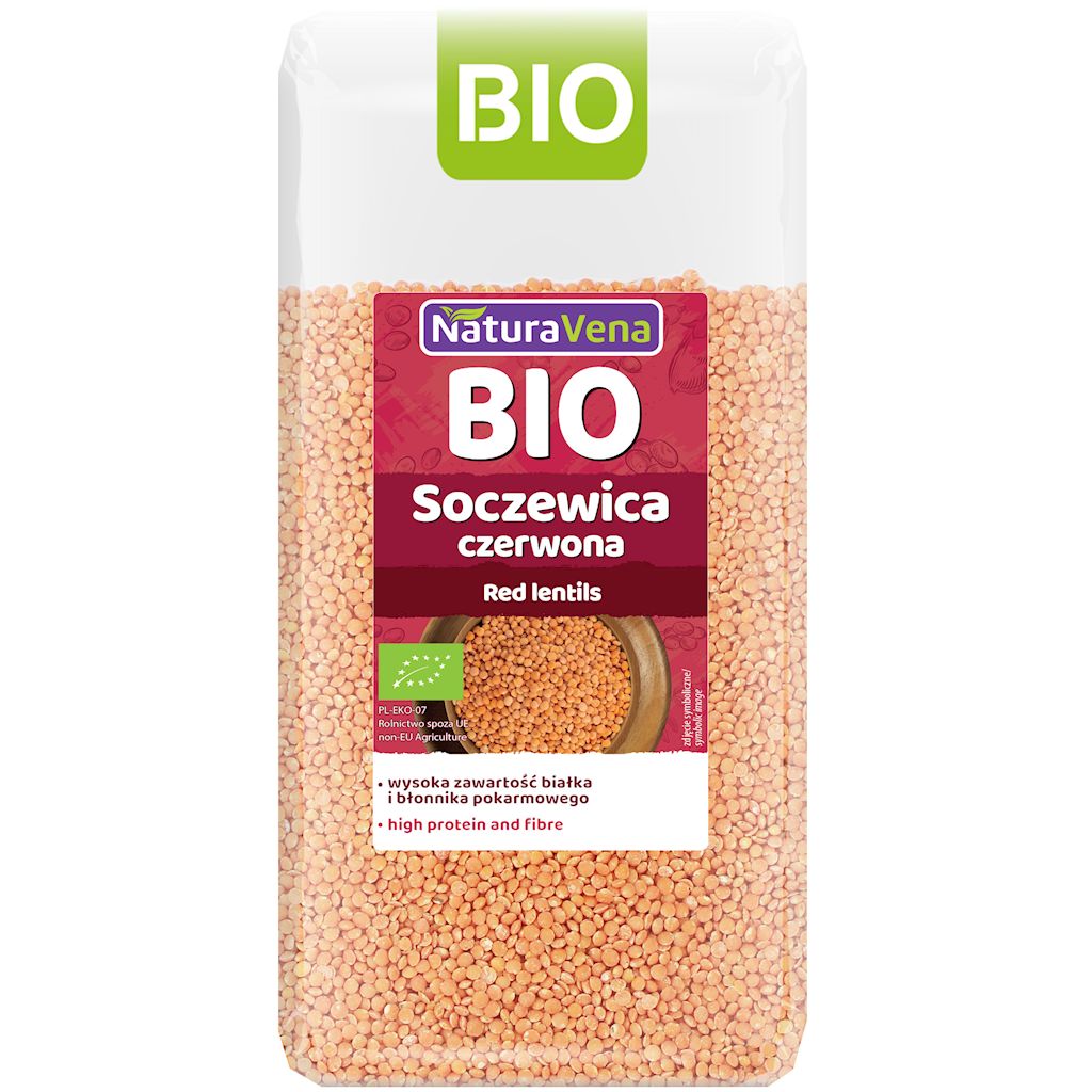 SOCZEWICA CZERWONA BIO 400 g – NATURAVENA