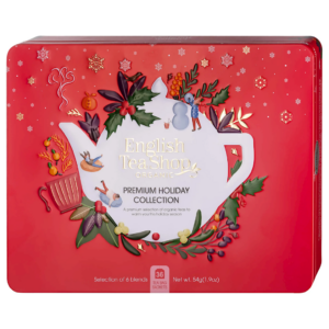 ZESTAW HERBAT I HERBATEK ŚWIĄTECZNYCH PREMIUM BIO W PUSZCE (6 SMAKÓW) (36 x 1,5 g) 54 g - ENGLISH TEA SHOP ORGANIC (PRODUKT SEZONOWY)