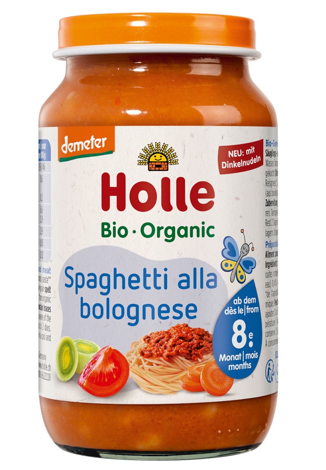 SPAGHETTI BOLOGNESE BEZ DODATKU CUKRÓW OD 8 MIESIĄCA DEMETER BIO 220 g (SŁOIK) – HOLLE