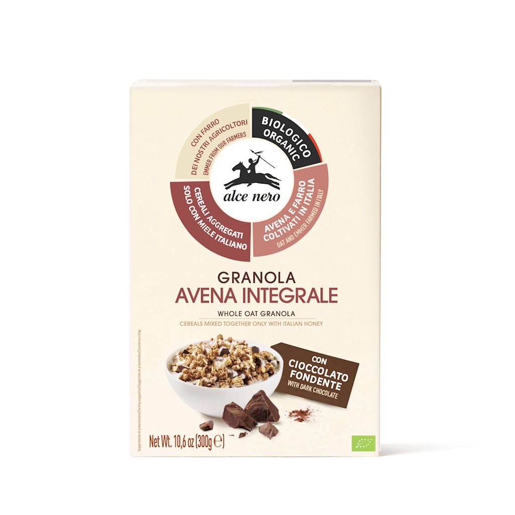 GRANOLA Z MIODEM I CZEKOLADĄ BIO 300 g – ALCE NERO