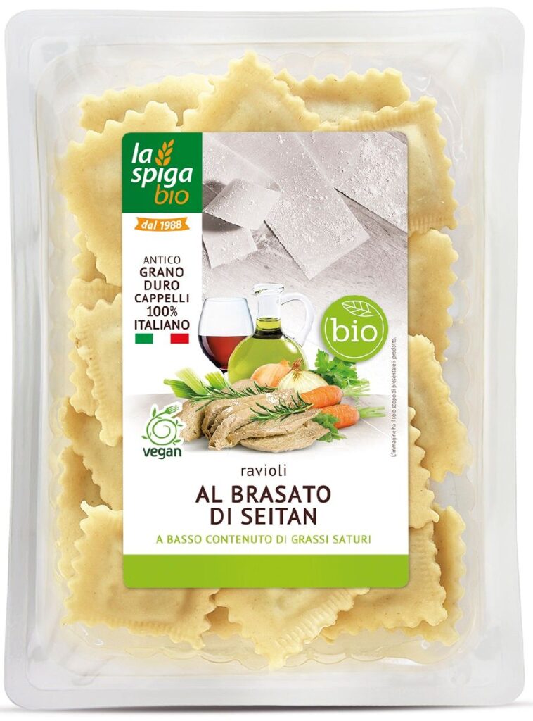 RAVIOLI ŚWIEŻE Z WARZYWAMI I SEITANEM BIO 250 g – LA SPIGA