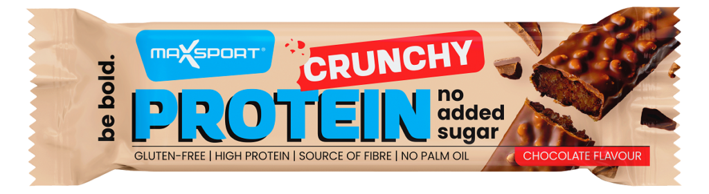 BATON PROTEINOWY CRUNCHY KAKAOWY W CZEKOLADZIE MLECZNEJ BEZ DODATKU CUKRÓW BEZGLUTENOWY 40 g – MAXSPORT