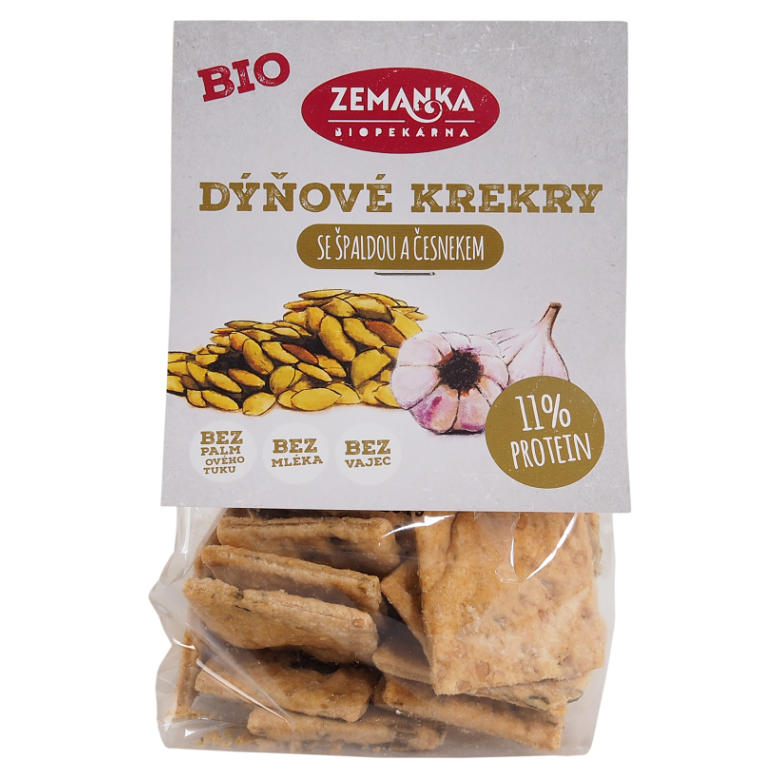 KRAKERSY Z PESTKAMI DYNI I CZOSNKIEM BIO 100 g – ZEMANKA