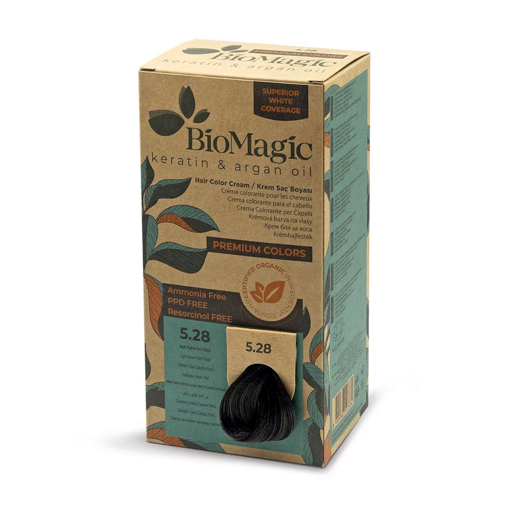 FARBA DO WŁOSÓW POPIELATO PERŁOWY JASNY BRĄZ (5.28) 170 ml – BIOMAGIC