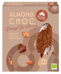 LODY NA PATYKU WANILIOWE W POLEWIE CZEKOLADOWEJ Z MIGDAŁAMI BIO (3 x 100 ml) 300 ml - ICE CREAM FACTORY