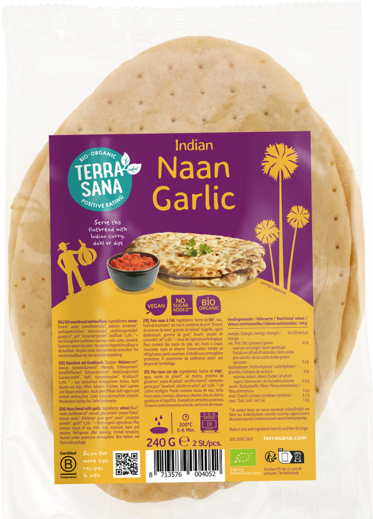 CHLEB NAAN CZOSNKOWY BIO 240 g – TERRASANA